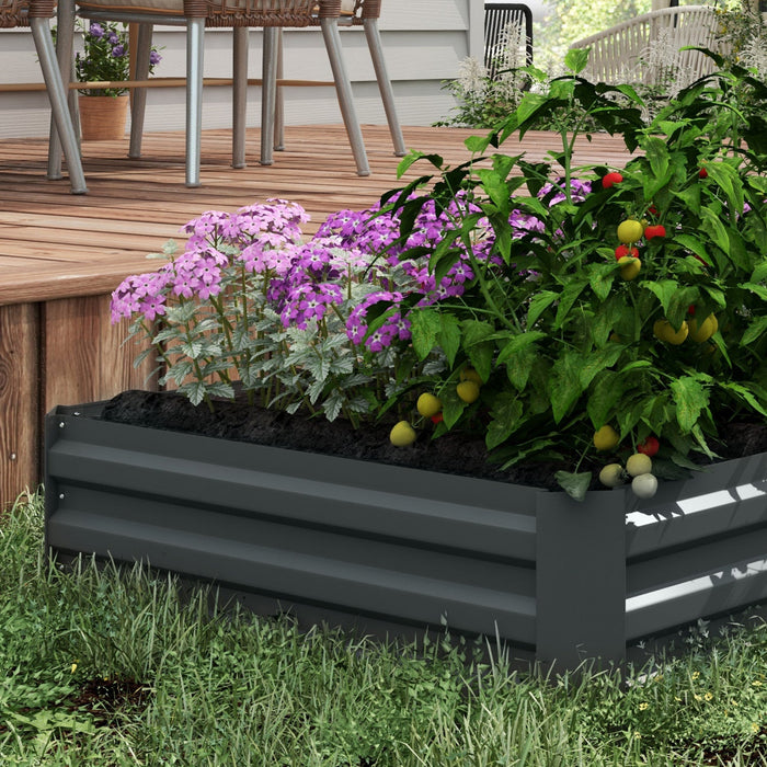 Outsunny 39\" X 39\" X 12\" Set Of 2 Raised Garden Bed, Elevated Planter Box With Galvanized Steel Fram