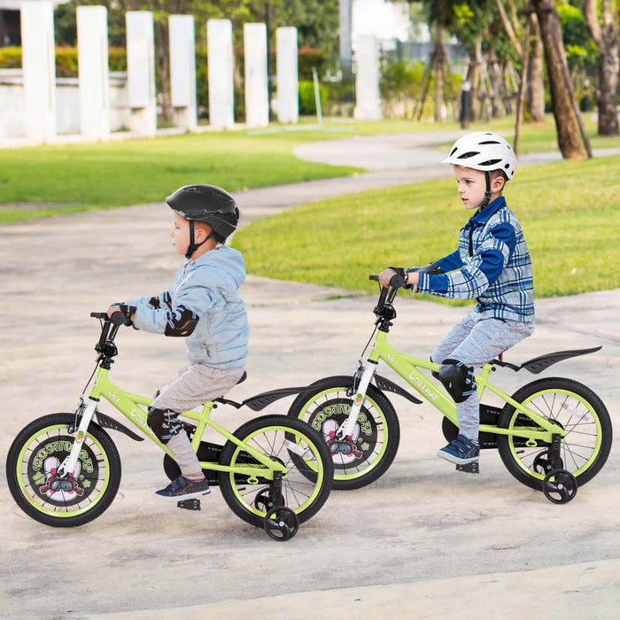 Costway 16" Kid's Bike For 4-7 With Height-adjustable Handlebar & Saddle Handbrake Green