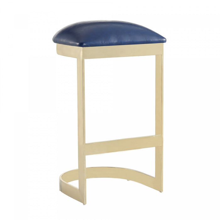 Aura Modern Metal Upholstered Barstool in Blue - Set of 3 Bar Stool 