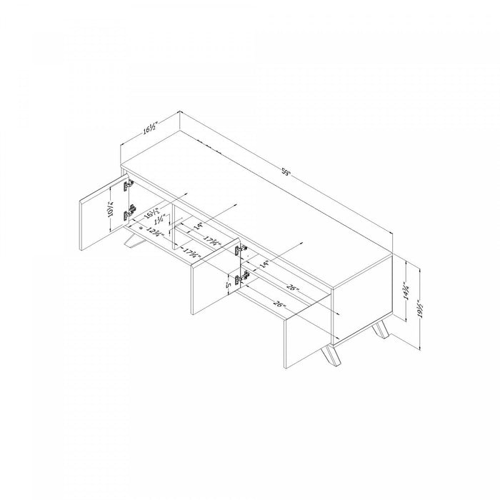 Flam 59\" TV Stand with Doors - Bleached Oak