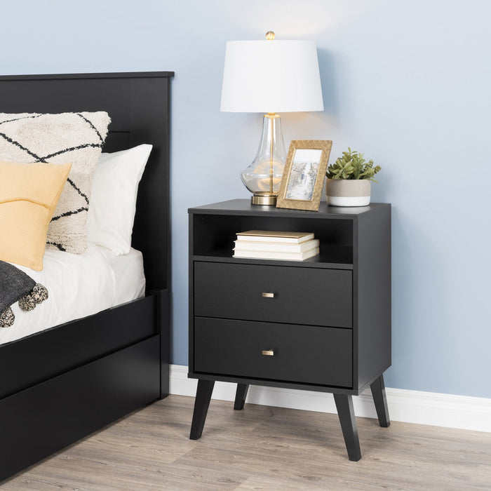 Milo 2-Drawer Tall Nightstand - Black