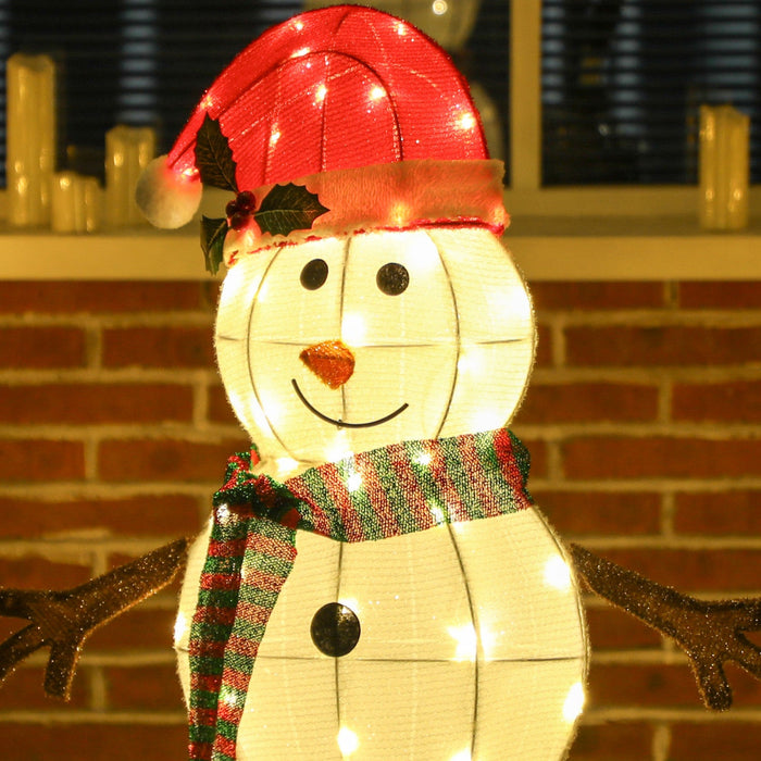 Outsunny Lighted Snowman, Outdoor Christmas Decoration with LED Lights