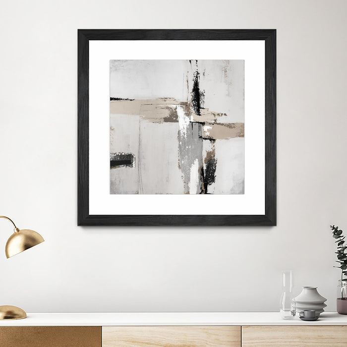 \"Off Edge Ii\" Matted and Framed Black 30x30 Wall Art