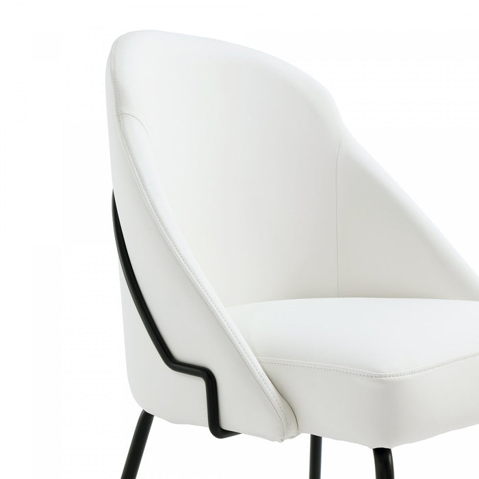 Gracie Modern Metal Vegan Leather Dining Chair in White and Black 