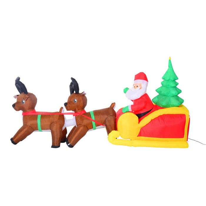 Homcom 7ft Santa Sleigh Inflatable Reindeer Christmas Decoration