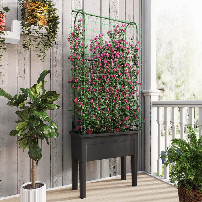 Costway Raised Garden Bed Planter Box With Climbing Trellis Water Level Indicator