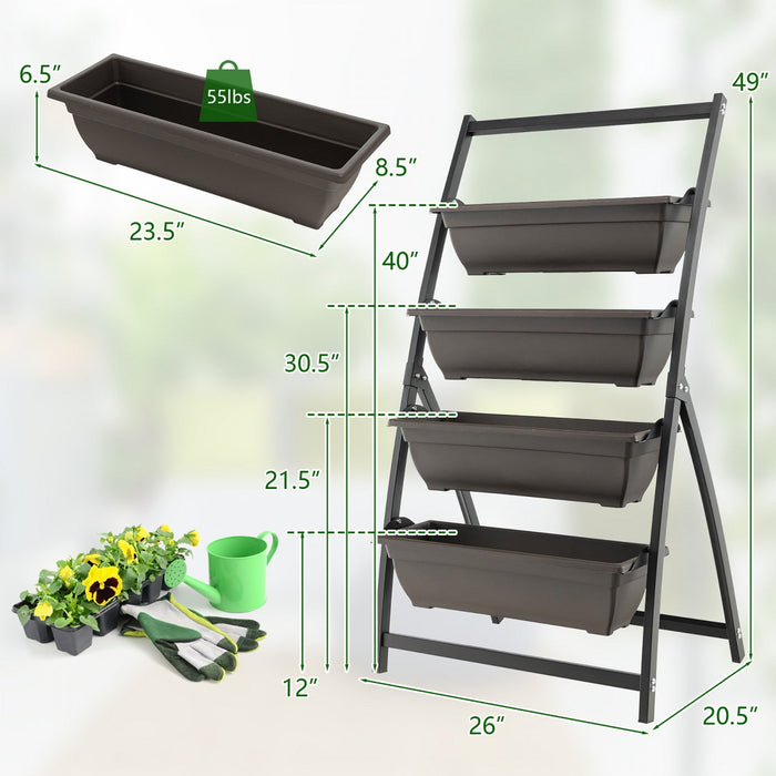 Costway 2pcs 4 Ft 4-tier Vertical Raised Garden Bed Elevated Planter W/4 Container Boxes