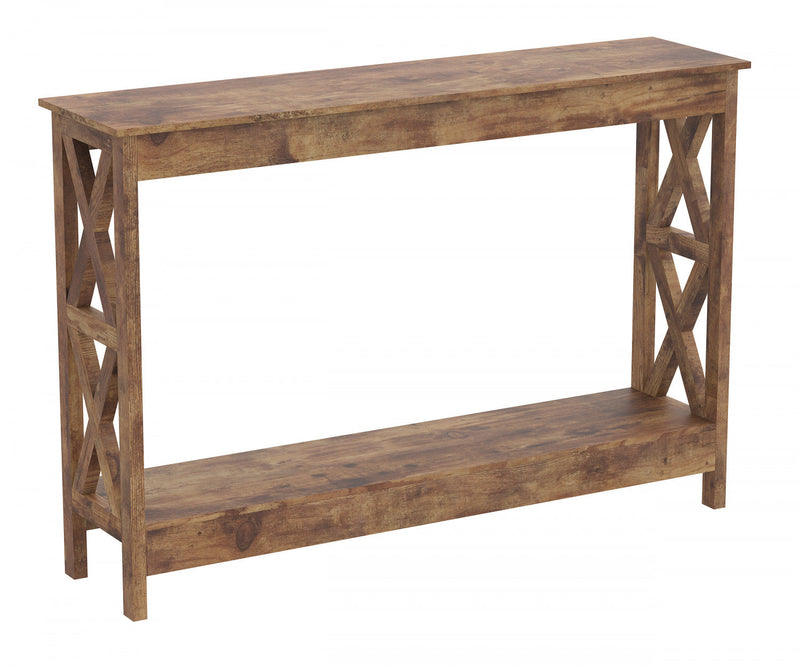 47” Console Table With 1 Shelf - Brown Reclaimed Wood 