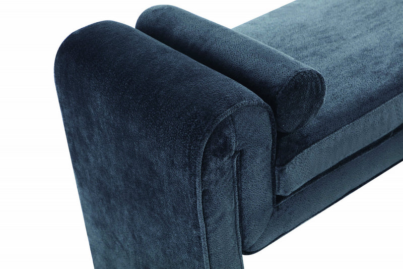 Concord Modern Glam Chenille Accent Bench in Black 