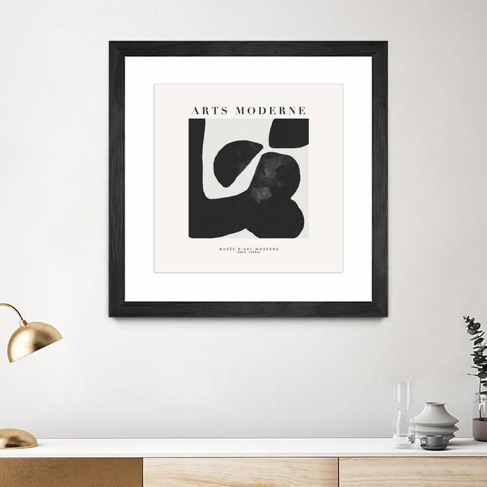 \"Art Moderne\" Matted and Framed Black 36x36 Wall Art
