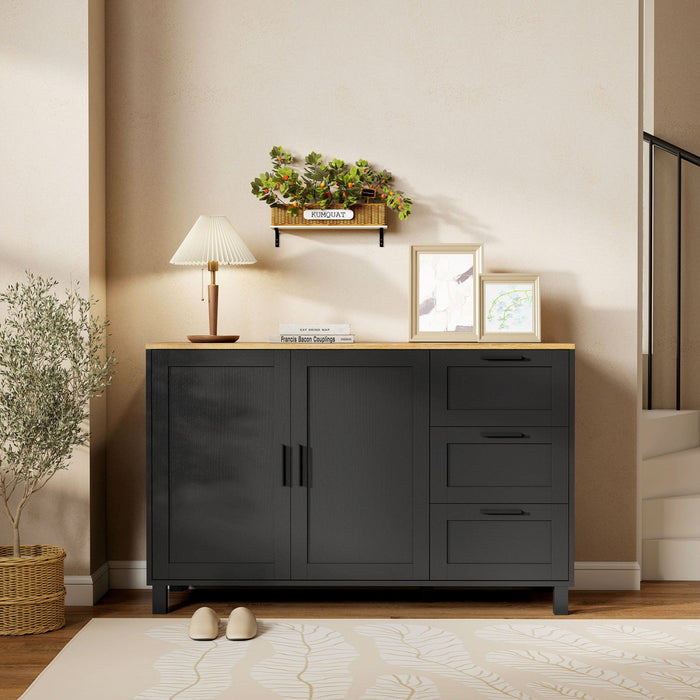 HOMCOM 47" Buffet Cabinet with Soft-Close Doors, Modern Sideboard, Black
