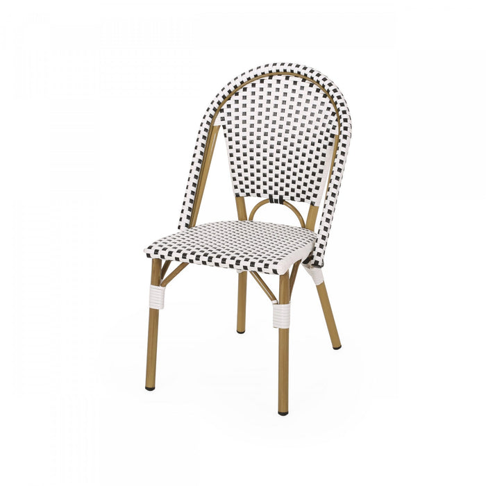 Julien Faux Ratten and Aluminum French Bistro Chairs, Set of 2 - Black and White 