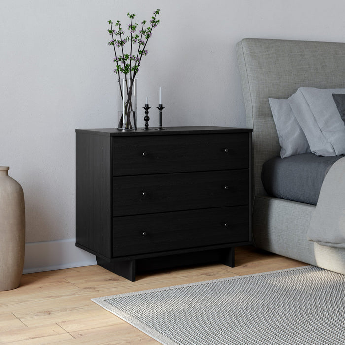 Prepac Finnley 3-Drawer Nightstand - Black Oak