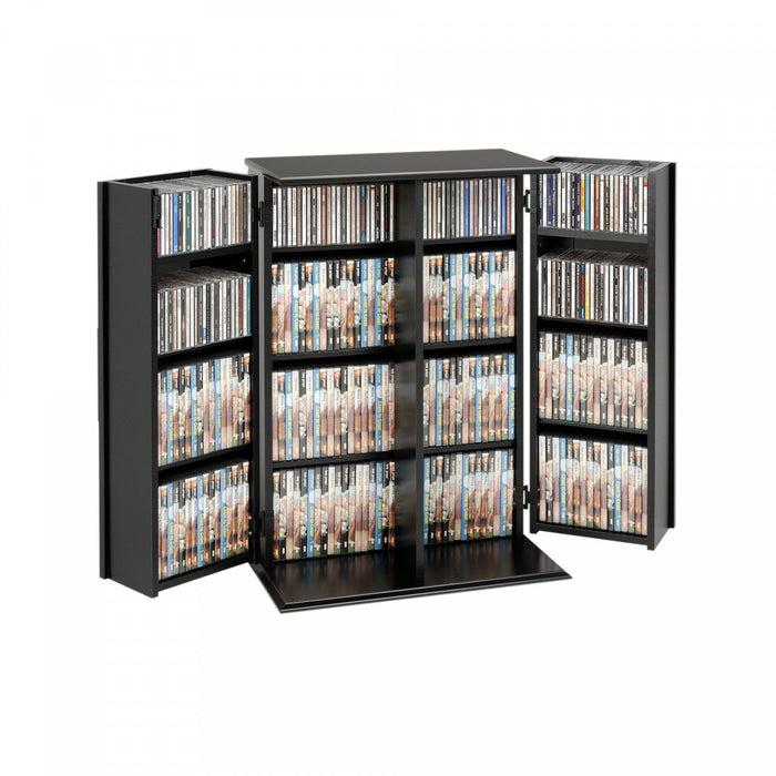 Locking Media Storage Cabinet with Shaker Doors - Black