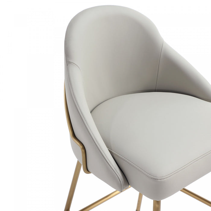 Gracie Modern Metal Upholstered Barstool in Stone Gray and Gold Bar Stool 
