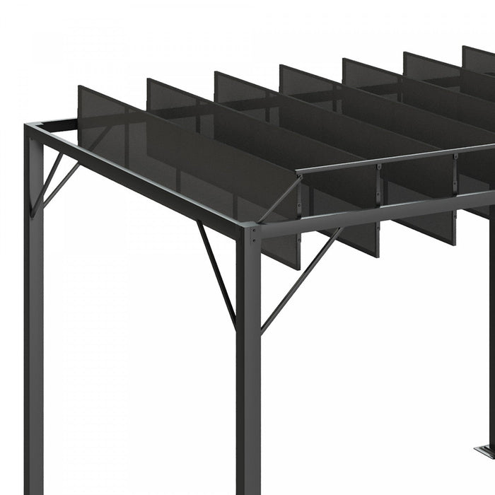 Outsunny 8' X 10' Pergola Shade Metal Patio Gazebo Sun Shade Shelter With Adjustable Breathable Mesh