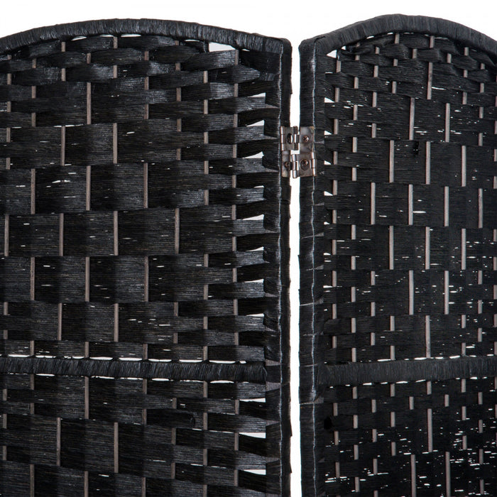 Homcom Double Hinged Woven Wicker Room Divider And Privacy Screens