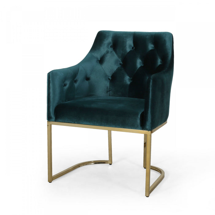 Jasmine Ergonomic Velvet Upholstery Club Chair - Teal 