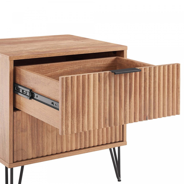 Dumbo Modern 20\" Fluted Nightstand in Golden Brown (2-Drawer) 