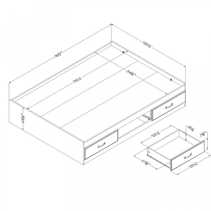 Ulysses Mates Platform Storage Bed With 3 Drawers - Blueberry 