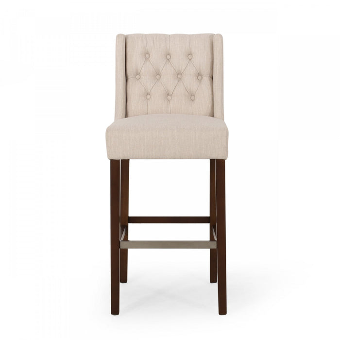 Bruce 30.5\" Counter Height Bar Stools Set Of 2 With Metal Legs And Fabric Upholstery - Beige 