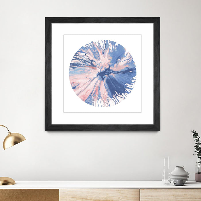 \"Spin Art 21\" Matted and Framed Black 36x36 Wall Art