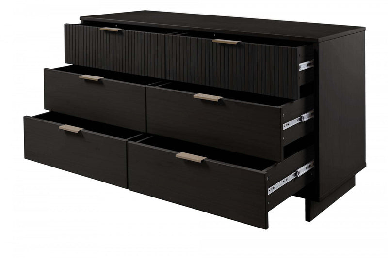 Granville Modern 55\" Dresser in Black (6-Drawer) 