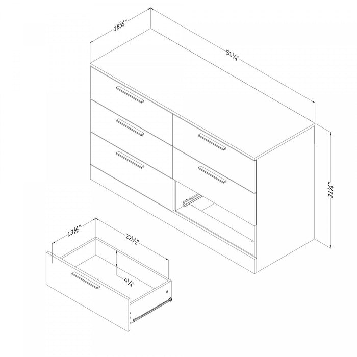 Step One Essential 6-drawer Dresser - Gray Oak 