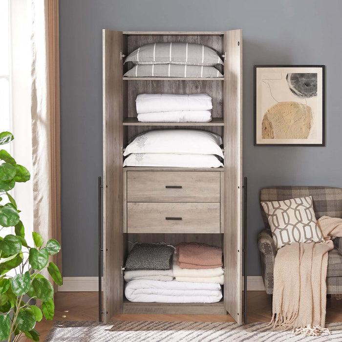 Lee Modern 32\" Wardrobe Closet in Rustic Gray Armoire 