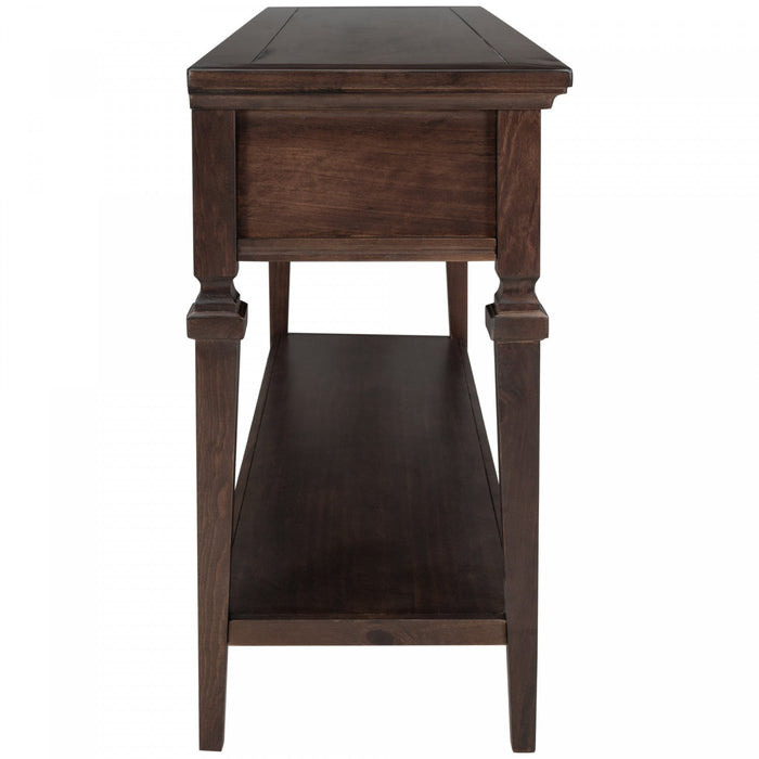 Sabina Solid Wood Console Table With 3 Drawers And Shelf - Espresso 