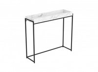 40” Modern Console Table With Sunkey Tray - Marble With Black Metal 