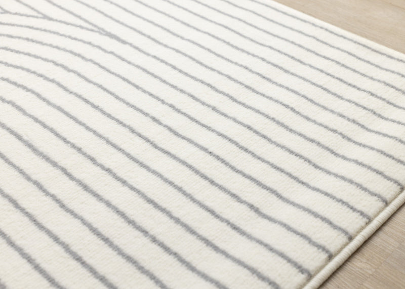 Forte White Grey Curved Arches Indoor Area Rug - 2'7\" x 4'11\"