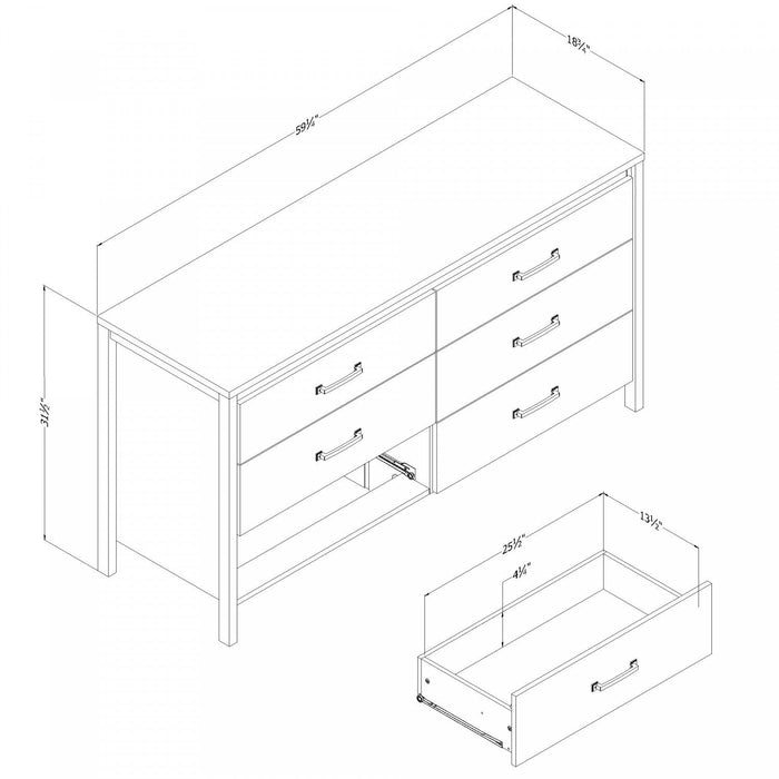 Gravity 6-drawer Dresser - Seaside Pine 