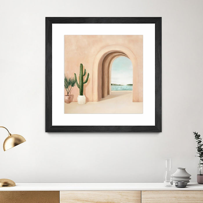 \"Coastal Arch\" Matted and Framed Black 36x36 Wall Art