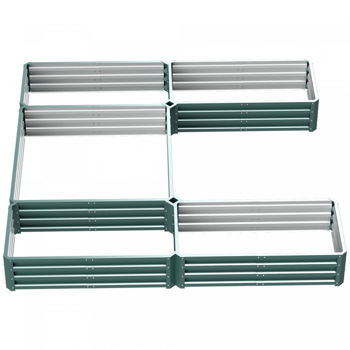 Outsunny 8×8×1ft Raised Garden Bed Kit，5 Pcs Outdoor Metal Planter Box For Vegetables, Flowers, Herb