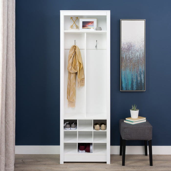 Space-saving Entryway Organizer with Shoe Storage - White
