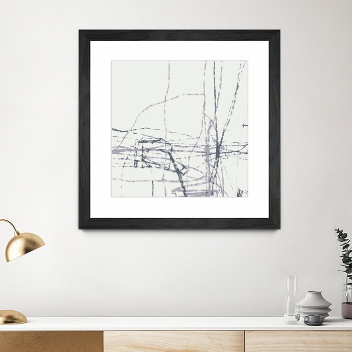 \"Chalk Doodles H\" Matted and Framed Black 30x30 Wall Art