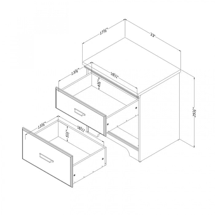 Versa 2-drawer Nightstand - End Table With Storage - Weathered Oak 