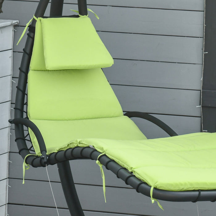 Outsunny Outdoor Hammock Chair With Stand, Floating Chaise Lounge Chair With Soft Padded Cushion, Ha