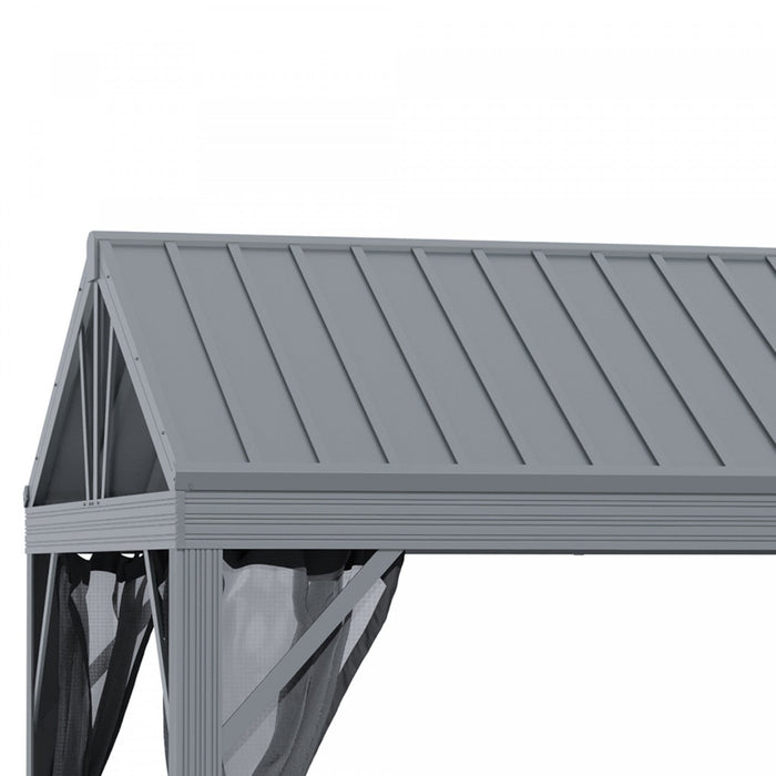 Outsunny 10' X 12' Hardtop Gazebo Canopy With Galvanized Steel Roof, Aluminum Frame, Permanent Pavil