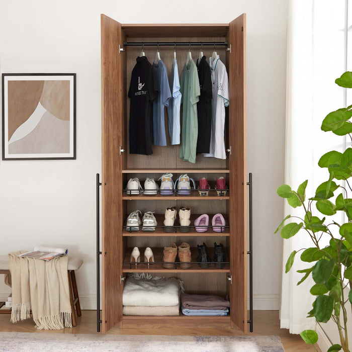 Lee Modern 32\" Wardrobe Closet in Golden Brown Armoire 