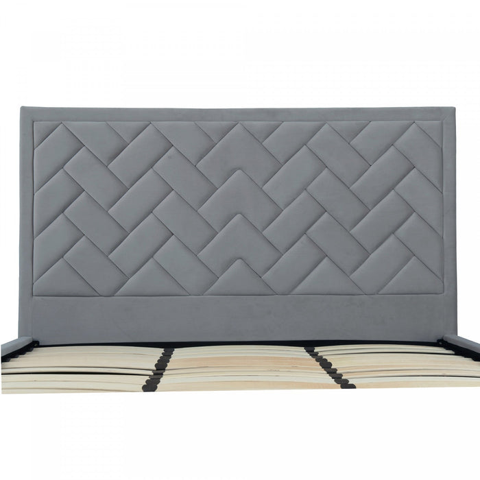 Crosby Modern Upholstered Velvet King Bed in Gray 