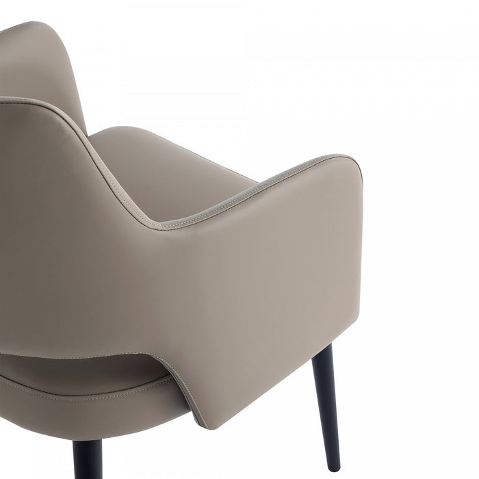 Tremont Modern Metal Vegan Leather Armchair in Taupe 