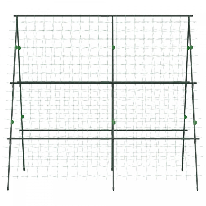 Outsunny Metal Tomato Cage With Net For Climbing Plants Vegetables, Green
