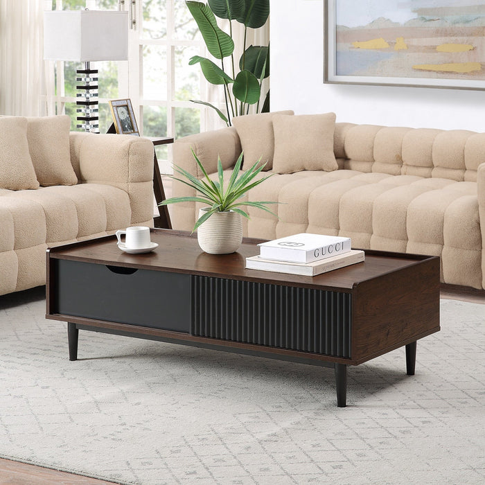 Duane Mid-Century Modern 2-Piece Coffee Table & End Table Set in Black 