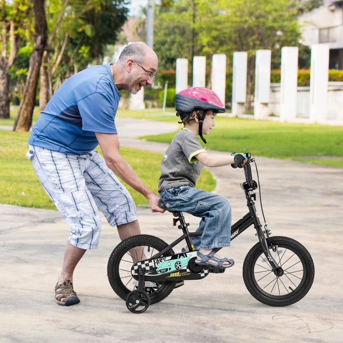 Costway 14" Kids Training Bike With Removable Training Wheels Pneumatic Tires Black