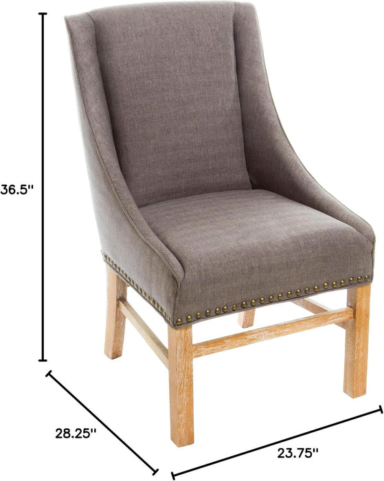 Lance Nailhead Trim Upholstered Fabric Dining Chair - Brown, Grey 