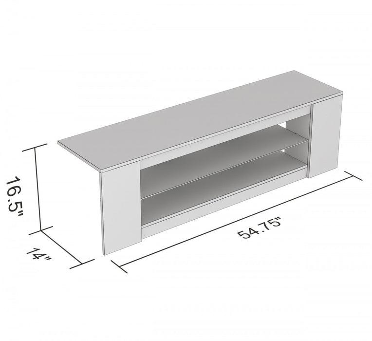 55” TV Stand With 2 Shelves And Tempered Glass - Dark Taupe 