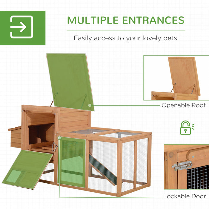 Pawhut 2-tier Chicken Coop Wooden Hen House Rabbit Hutch Poultry Cage Pen Outdoor Backyard With Run 