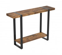 47” Console Table With 1 Shelf - Reclaimed Wood Look With Black Metal 